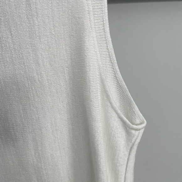 Theory Vendla O White Scoop Back Fringe Linen blend Sleeveless Top Size M 10 - Picture 5 of 8